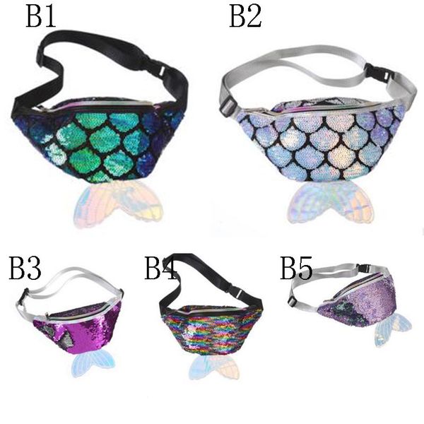 Bolsa de moedas de moedas de moedas de moeda Bolsa de cintura Multi Design Hot Mermaid Tail lantejas z￭per de moeda de moedas Sling