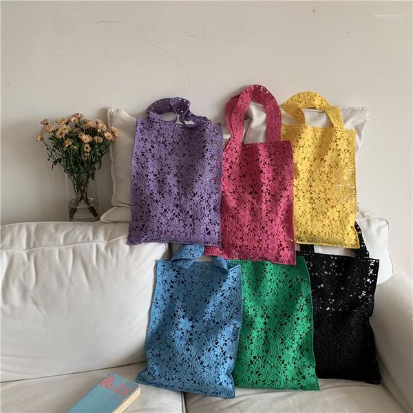 Bolsas de crochê de crochê de crochê de crochê, feminina feminina de feminino 2023 simples e leve reutilizável portátil portátil portátil