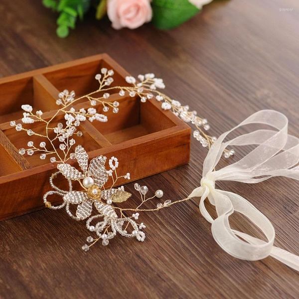 Kopfschmuck HP68 Damen Haarschmuck Perlen Perlen Haarnadeln Pferdeschwanzhalter Mädchen Blume Braut Hochzeit Kopfbedeckung Haarspangen Ornament