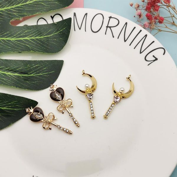 Charms 10pcs Rhinestone Crown Heart Moon Sihirli değnek alaşım kolyeler Küpe Kolyeleri Uygun Darklar Diy Takı Aksesuarları FX420Charms