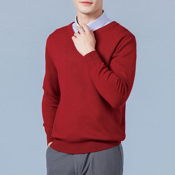 Sweaters masculinos Men Cashmere Sweater Outono Inverno Soft Warm Jersey Jumper Pull Homme Hiver Pullover V Neck Kitty 230209