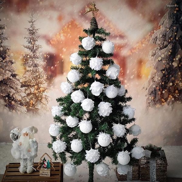 Decorazione del partito 1/3Pcs 8cm Fiore bianco Palla di Natale Albero di Natale Ciondolo appeso per la casa 2023 anni Schiuma Neve Balll