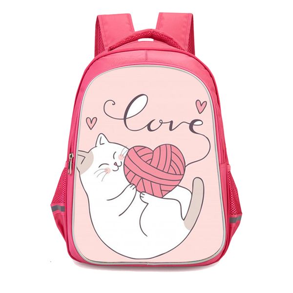 Schultaschen Niedliche Kindertaschen Wasserdicht Große Kapazität Love Of Cat Print Kinderrucksack Mädchen Schöne Studenten 230210