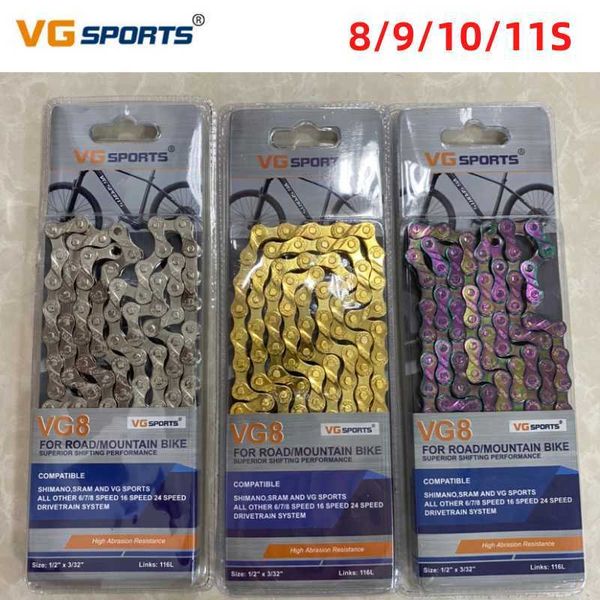 Catene VG Sports 8/9/10/11 Speed ​​Bicycle Chain MTB Mountain Road Road Peso Nickel Nickel Nickel Plate Colorful Cycling Parti 0210