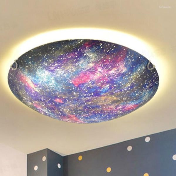 Luzes de teto menino menina quarto crianças/quarto de crianças universo de iluminação estrelada luminária led led desenho de desenho animado moderno planeta criativo lb010611