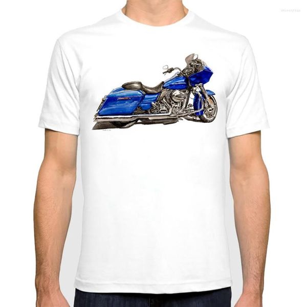 Herren T-Shirts Vintage Herren Motorrad Aquarell Kunstdruck T-Shirt Sommer Straßenmotorrad Hipster T-Shirt Weiß Lässige Outfits