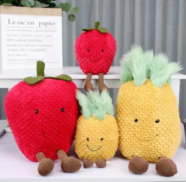 22 cm süße ananas plüschpuppe cartoon obst stofftier kawaii erdbeere kissen raumdekoration baby schlafkomfort spielzeug