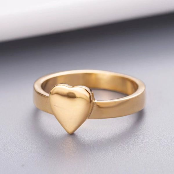 Neue 2023 Extravagante einfache Herz Liebe Ring Gold Silber Rose Farben Edelstahl Paar Ringe Mode Frauen Designer Schmuck Dame Party Geschenke US Größe 6/7/8/9