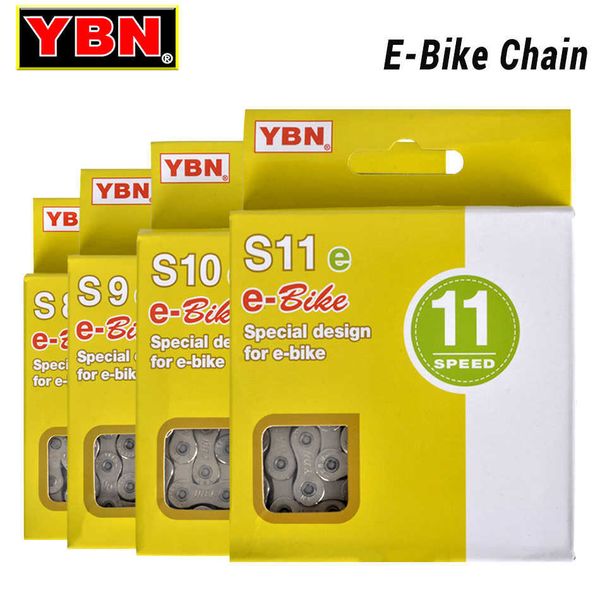 Cadeias YBN de bicicleta 8/9/10/11/12 Cadeia de bicicletas elétricas de velocidade de velocidade Design especial para Shimano e Mid-Motor Bosch E-Bike System 0210