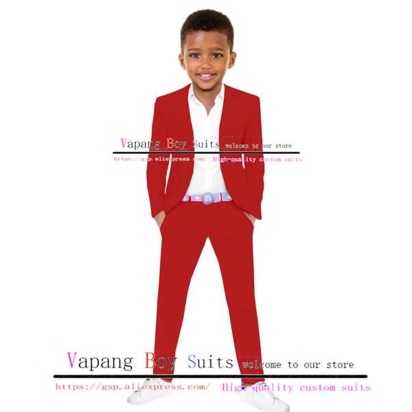 Roupas Conjuntos de roupas Red Boys Suit Wedding Tuxedo Jaqueta de moda calça 2 peças Conjunto de festas formais Crianças 216 anos Costura personalizada W230210