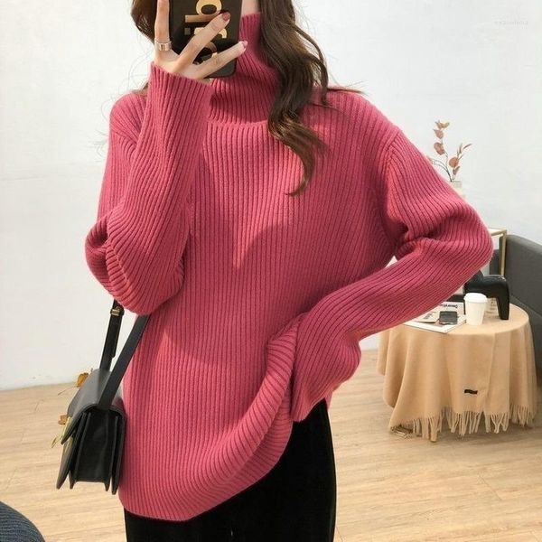 Camisolas femininas 2023 Autumn Winter Thin Sweater Feminino Turtleneck Tops Tops Tight Jumper coreano verde preto branco marrom feminino