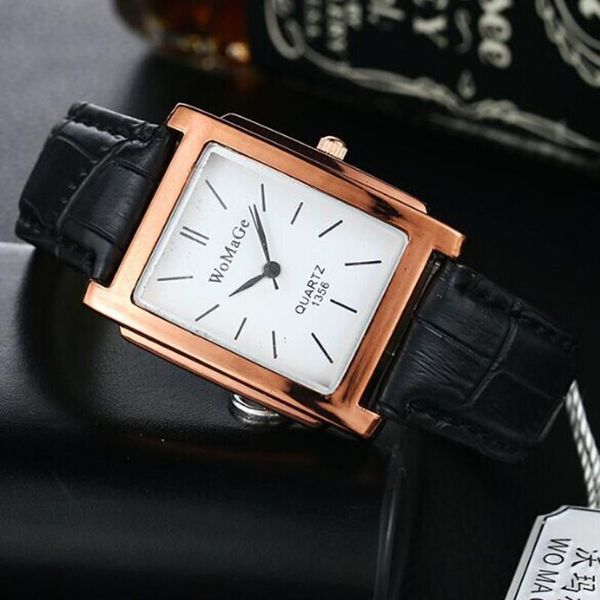 Нарученные часы низкая цена высококачественные модные квадратные кожа женская пара ремней Смотреть мужские и женские подарочные часы Quartz