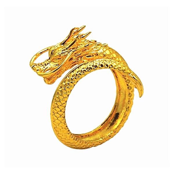 Bandringe Einstellbare Retro Drache und Phoenix Paar Ring Engagement Beautif Schmuck Runde Sand Gold Mode Drop Lieferung Dh9Dp