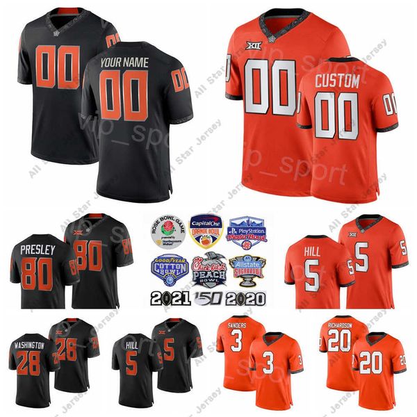 Abbigliamento da college football americano NCAA College Football 20 Maglia Dominic Richardson Oklahoma State Cowboys 8 Braydon Johnson 80 Brennan Presley 9 Bryson Green 0 Mason