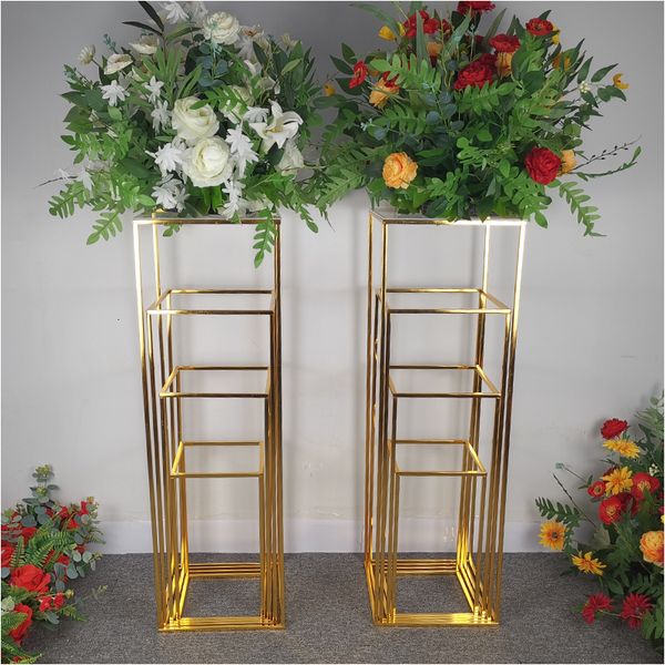 Другие праздничные поставки вечеринок 4pcs Set Wedding Square Road Lead Iron Flowers Vase Vase Colund Contress Manrabent Рамка рама 230209