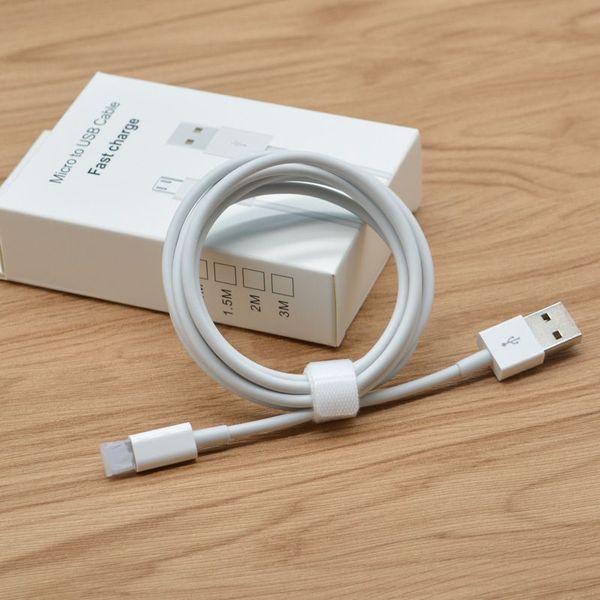 Cavo di ricarica USB C Cavi lunghi di tipo C ad alta velocità Cavo di ricarica per sincronizzazione dati micro-USB da 1 m 2 m 6 piedi 2,1 A Bianco