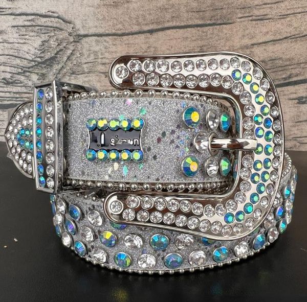 Cintura simon con strass di design da donna per uomo donna cinturini con diamanti lucidi teschio di perline bianco pelle di serpente stile punk personalizzato fatto a mano decorare