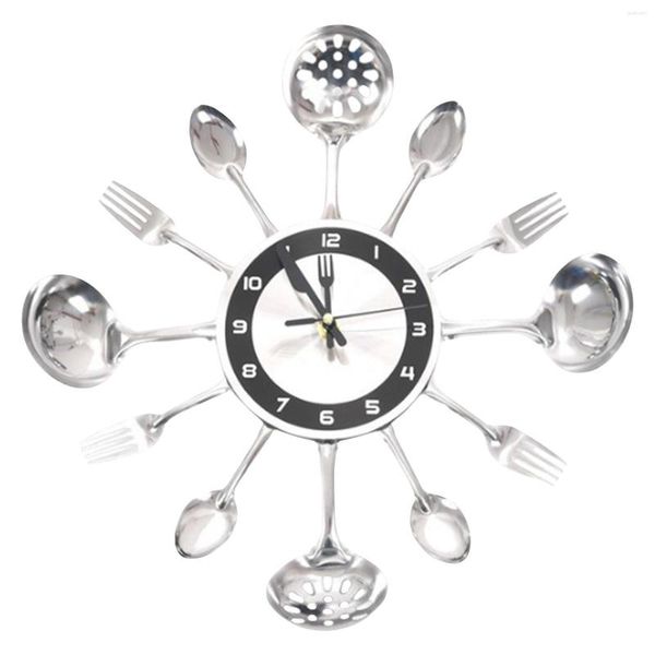 Orologi da parete Orologio con posate Utensile da cucina con forchette Cucchiai Numeri arabi Decorativi per ornamenti del soggiorno