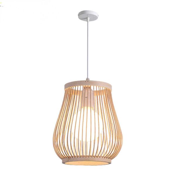 Luzes feitas de bambu feitas de bambu de bambu Lâmpada de pendente de luz de pendente de luz para pendurar para sala de jantar luminária 0209