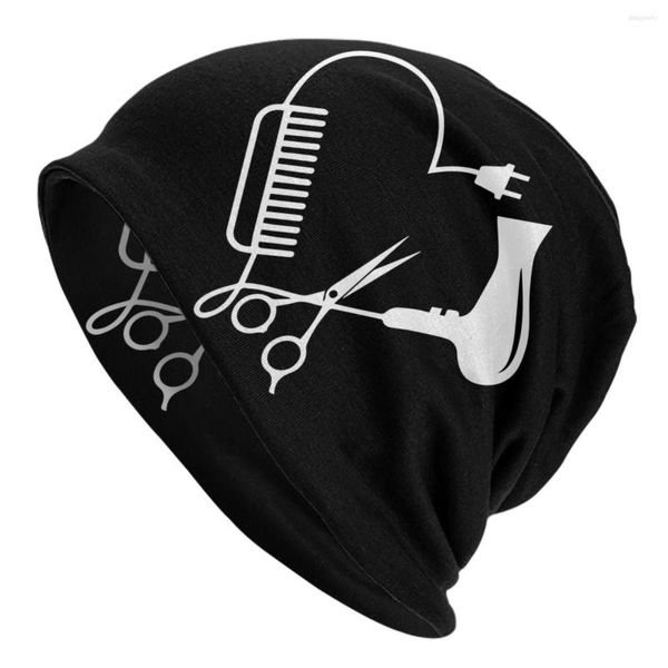 Bérets Salon de coiffure barbier coiffeur Skullies bonnets casquettes unisexe hiver chaud tricoté chapeau adulte ciseaux peigne Bonnet chapeaux