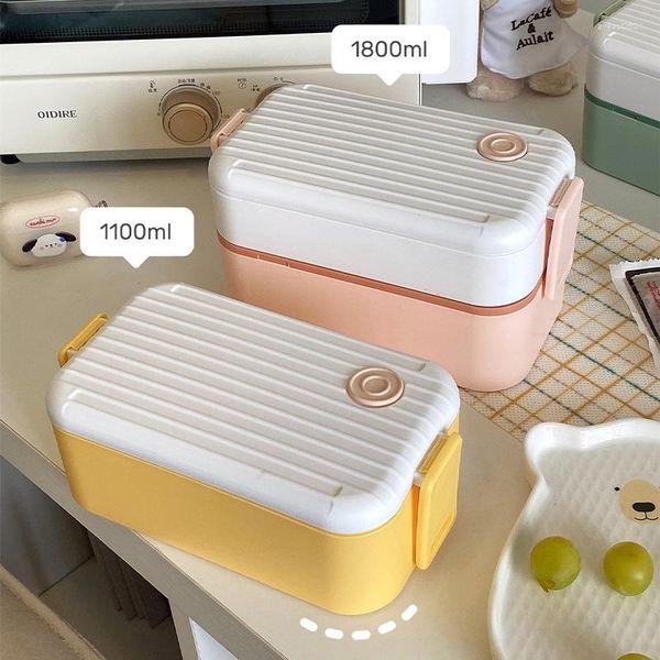 Set di stoviglie Lunch Box per bambini 2 strati per sacchetti di pane per bambini Scomparti per bambini Accessori da cucina Bento