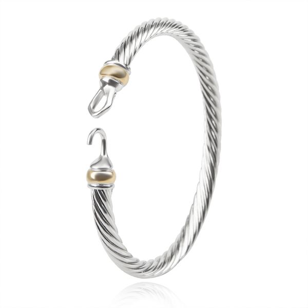 Bracciale rigido alla moda da 5 mm, braccialetto in filo metallico, braccialetto a U, filo d'argento, braccialetto semplice e squisito per le donne