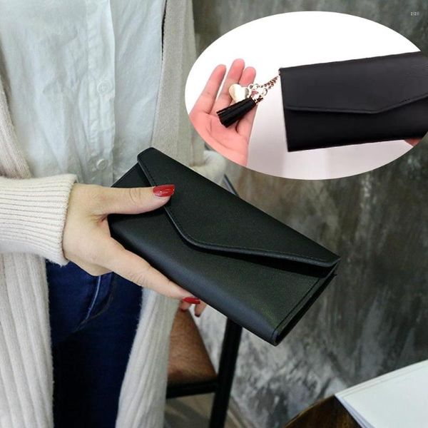 Brieftaschen Frauen Smart Wallet Kredit Bankkartenhalter Mode Wild Geldbörse Textur Business Casual Lange Quaste Marke PU Leder