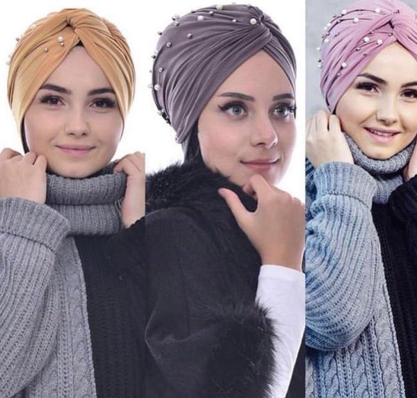 Banhos Variety Lastscarf Hat de turbante Baotou Durag muçulmano com acessórios de cabelo em casa com miçangas para mulheres