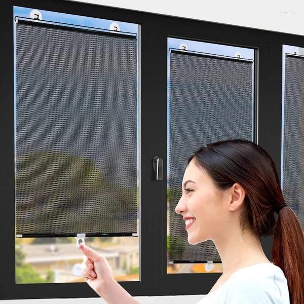 Vorhang Sonnenschutz Rollos Vorhänge Saugnapf Stanzfreie Verdunkelung Einziehbares Fenster Für Schlafzimmer Küche