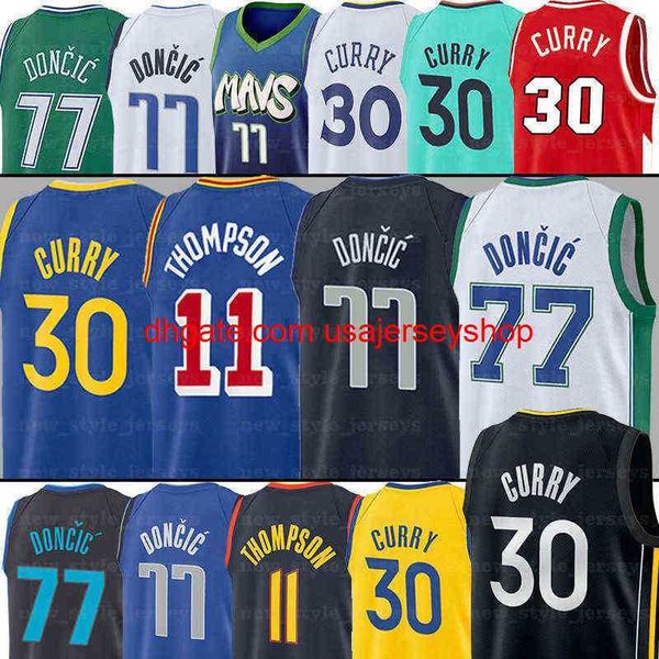 30 maglie da basket Stephen Curry 77 Luka 11 Klay Doncic Thompson 75a maglia Mvp