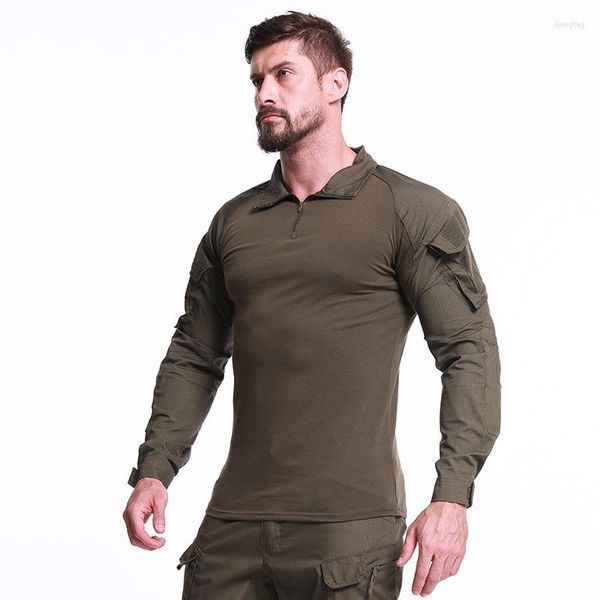 Polo da uomo T-shirt tattica ad asciugatura rapida da uomo Manica lunga Camicia militare militare T Camouflage Patchwork Camicie da caccia taglie forti 5XL MY338