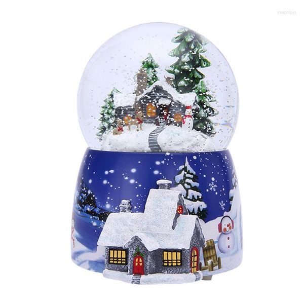 Figurine decorative rotanti sfera di cristallo di Natale carillon della casa di neve con luce girevole regalo di compleanno per l'anno Castello nel cielo