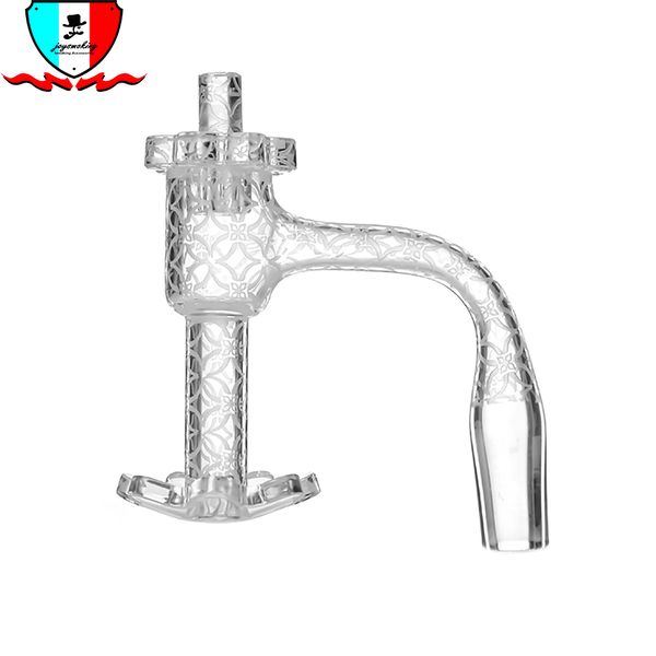 Abgeschrägter Rand Terp Slurper Banger Set Rauchzubehör mit einer Vergaserkappe und einem Terp Spiralpfeiler Sandstrahlmuster 19 mm 14 mm 10 mm männlich/weiblich für Glasbong Dab Rig