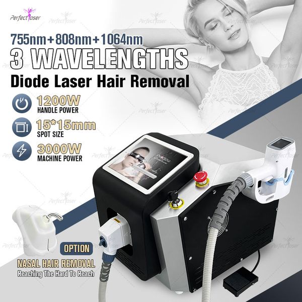 2023 Máquina de remoção de cabelo a laser de diodo IPL ICE ICE Titanium Depilator Remoção Tattoo Gun 100 milhões de tiros 3000W