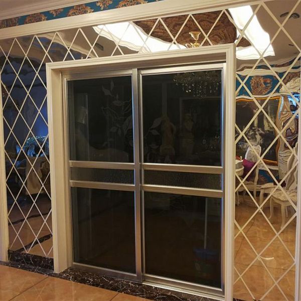 Adesivi murali Adesivo specchio formato personalizzato Soggiorno Decorazione camera da letto Modello diamante 3d Decalcomanie acriliche Decorazioni per la casa