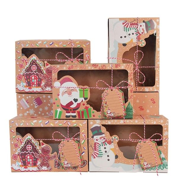 Geschenkverpackung 3-12pcs Weihnachtskekse KRAFT PAPE PAPYY BOOKS Taschen Food Verpackung Party Jahr Navidad Shellift