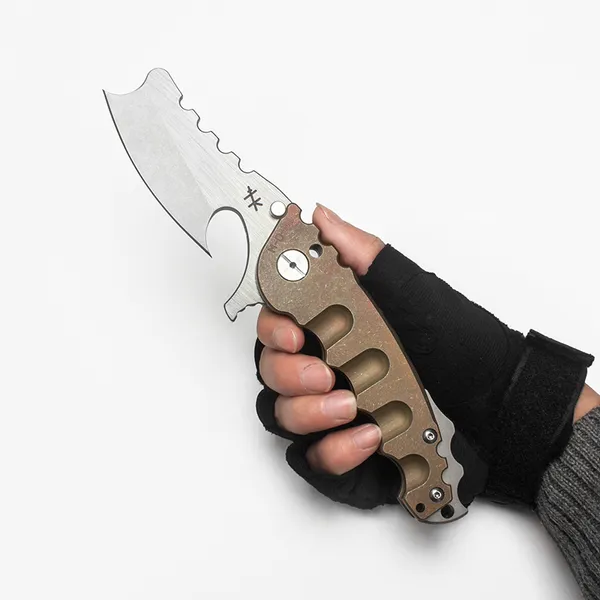 Heeter Knifeworks Складное нож Man of War Limited пользовательская версия сильная S35VN Blade Anode Titanium Renter Тяжелые наружные оборудование тактические инструменты карман EDC