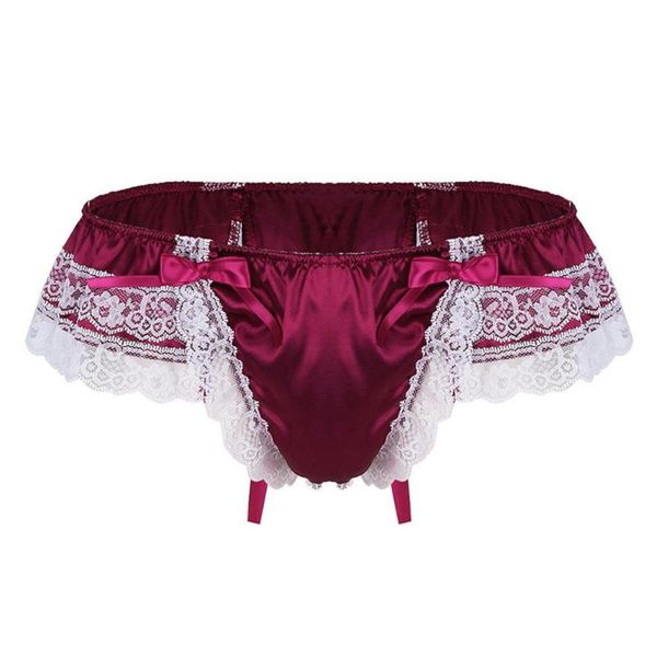 Unterhosen Durchsichtige Herren-Spitzen-Slips Unterwäsche Sissy Penis Big Pouch Höschen Sexy Satin-G-String-Tanga Exposed BuUnderpants Gay ThongUnder