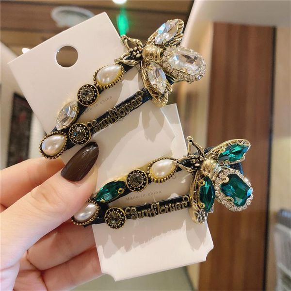 Fermagli per capelli Barrettes Gioielli cinesi Perle fatte a mano Spilla per donna Copricapo di animali geometrici Accessori di cristallo eleganti Capelli