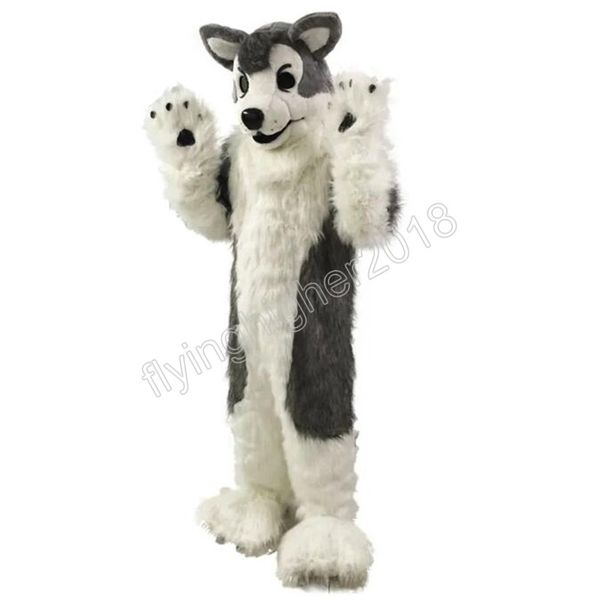 Halloween Gray Wolf Fox Husky Mascot Costume Personalizar cartoon vacas anime Tema personagem Tamanho adulto Festa de anivers￡rio de Natal Roupa ao ar livre