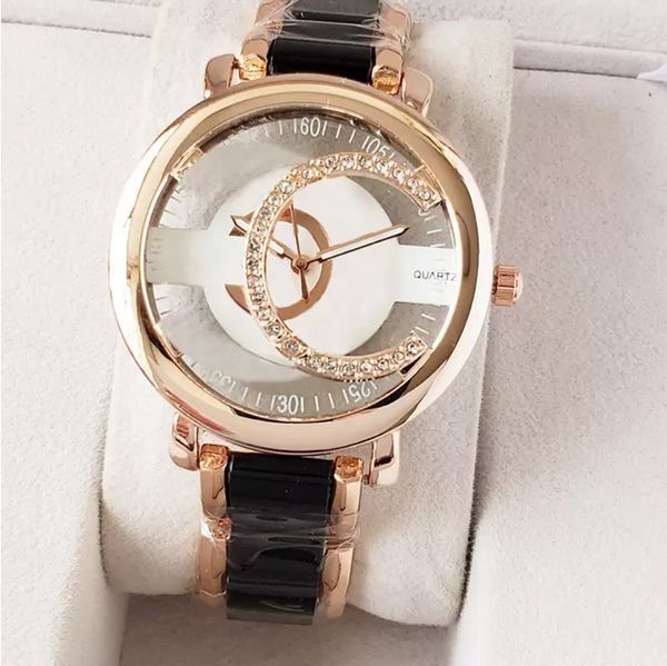 Designer Fashion Quartz Watch Pattern Women Women the Crystal Elmas Style Ceramic Watch Band CH07