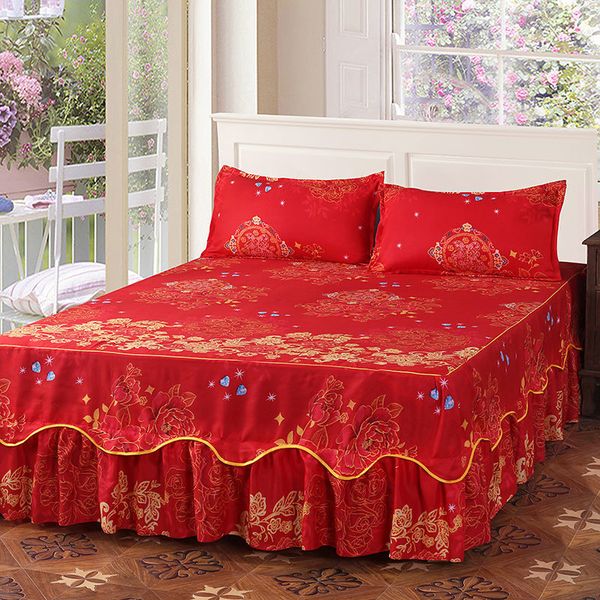 Gonna letto Moda Copriletto levigatura morbida Gonna letto matrimoniale anti-salto Queen King Size No Pilling Copripiumino Copriletto doppio strato 230211