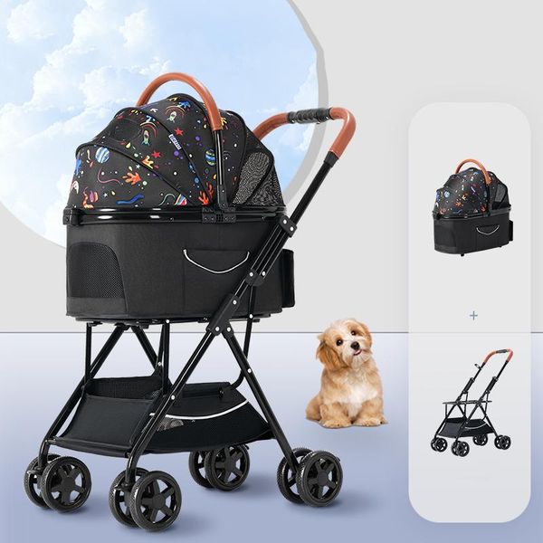 Hunde-Autositzbezüge, Haustierwagen, Trolley, Luxus-Katzenträger, Kinderwagen, atmungsaktiv, tragbar, faltbar, für Reisen, Outdoor, Kinderwagen, 4-Rad-CartDog