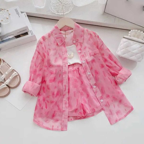 Одежда набора модных девочек розовый леопардовый принт Set Set Summ