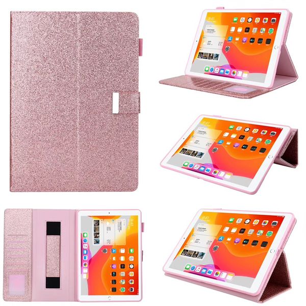 Bling Glitter Wallet Leder Tablet PC Hüllen Taschen für iPad 10.2 9.7 2021 Mini 5 6 2021 2022 Pro 11 10.5 Air 3 4 mit Stift Bleistift Slot Auto Sleep Wake Skin Cover