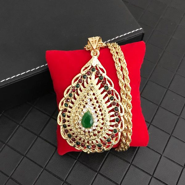 Подвесные ожерелья ретро капля Толстое цепное ожерелье Марокко -Женское свадебное платье ювелирные украшения этнические мусульманские аксессуары