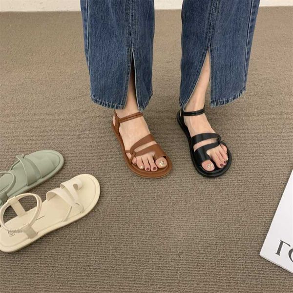 Terlik 2022 Yaz Kadınlar Düz Sandalet Yeni Yumuşak Çözük Flip-Flop Kadın Plaj Ayakkabıları Moda Elastik Band Platform Günlük Sandalet Kadınlar G230210