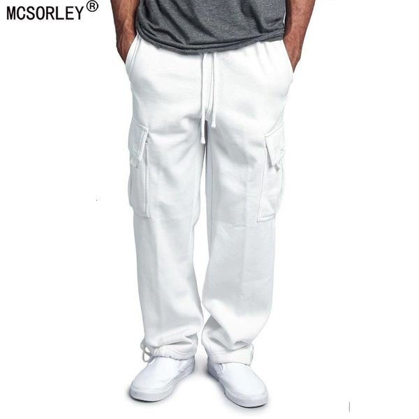 Calça masculina homens cargo de jogger calça outono hip hop street use calças soltas de bolso multi -bolso de cor macacão esportes esportes de ginástica 230211