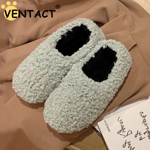 Тапочки VentAct хлопковые тапочки для женщин зимний мех теплый крышка каблуки в помещении.