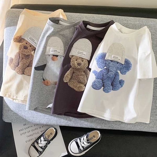 T-Shirts Milancel Yaz Kids T-Shirt Sevimli Hayvan Kız Tees Kısa Kollu Pamuk Erkekler Koreli Giysiler T230209